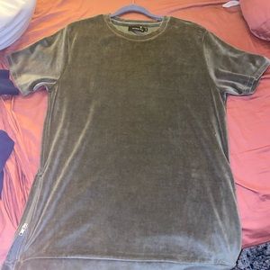 Kayden Long Silk Scallop Shirt. Has Zippers On Both Sides At End Of Shirt.